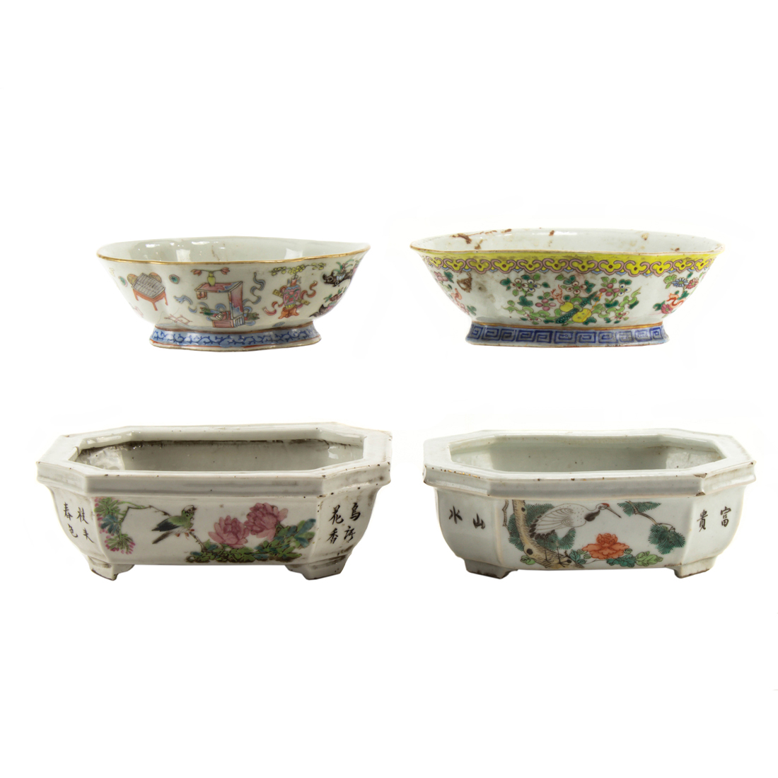  LOT OF 4 CHINESE ENAMELED JARDINIERES 2d0fce