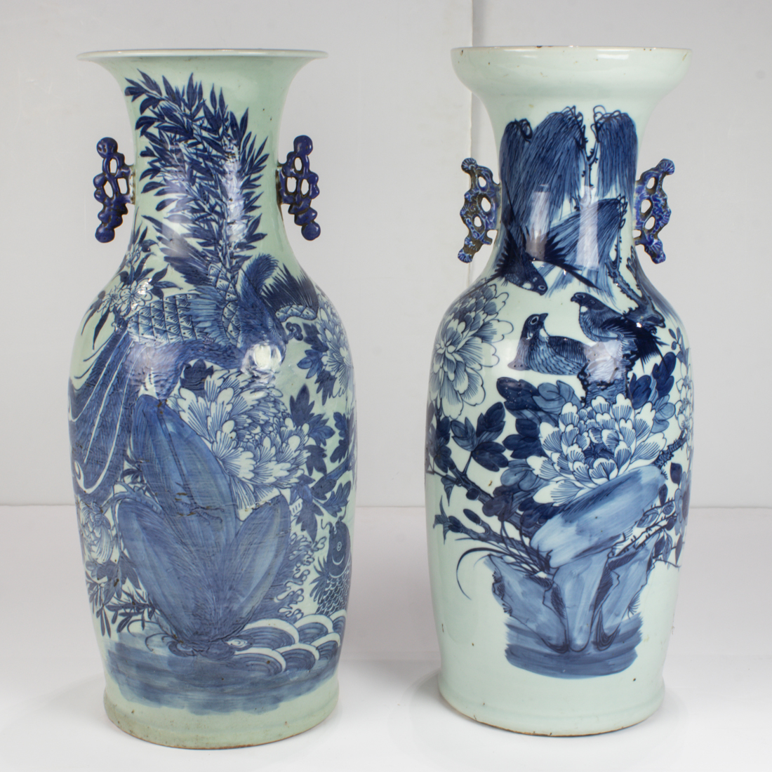 (LOT OF 2) UNDERGLAZE BLUE VASES (lot