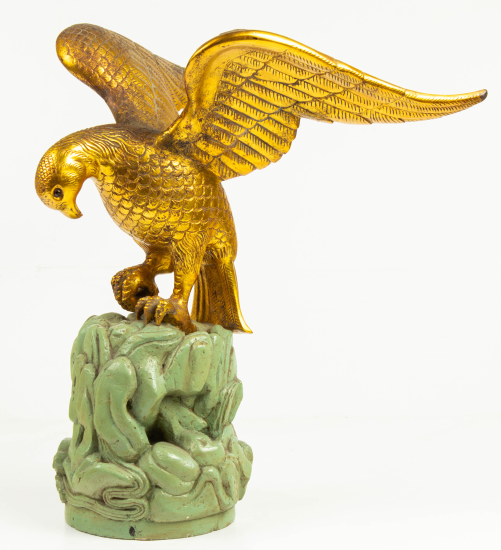 CHINESE GILT PAINTED CERAMIC EAGLE