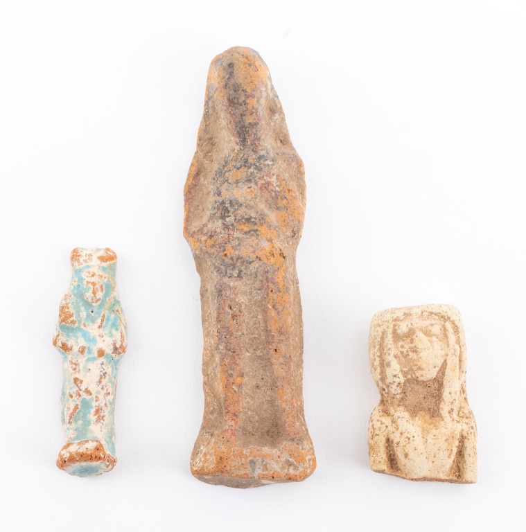 EGYPTIAN FAIENCE USHABTI FIGURES, 3