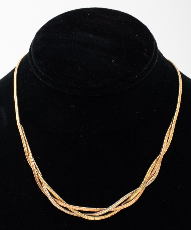 VINTAGE ITALIAN 14K TRI-GOLD WOVEN