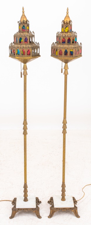 VENETIAN STYLE GILT METAL TORCHERE FLOOR