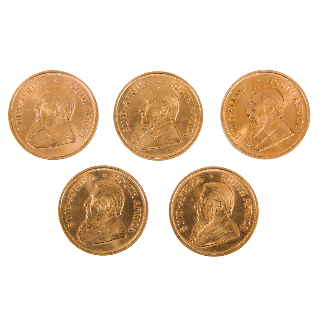 (LOT OF 5) 1975 SOUTH AFRICAN GOLD