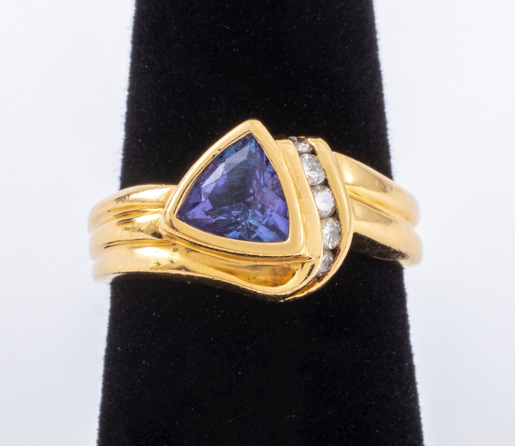 14K YELLOW GOLD TANZANITE DIAMOND 2d113f