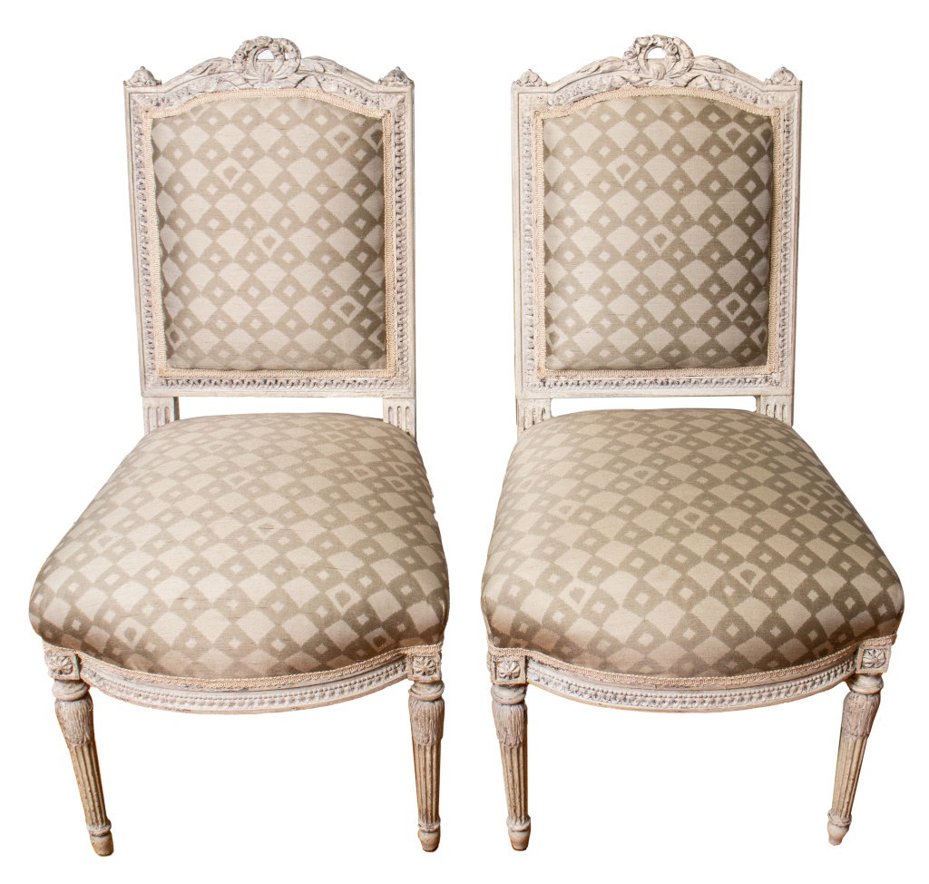 LOUIS XVI MANNER WOOD SIDE CHAIRS,