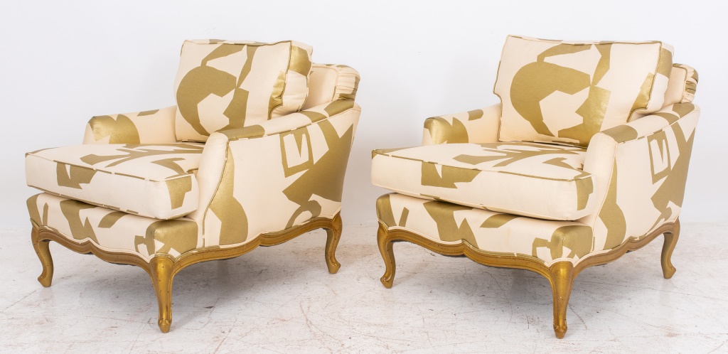 LOUIS XV STYLE MODERN UPHOLSTERED ARMCHAIR,