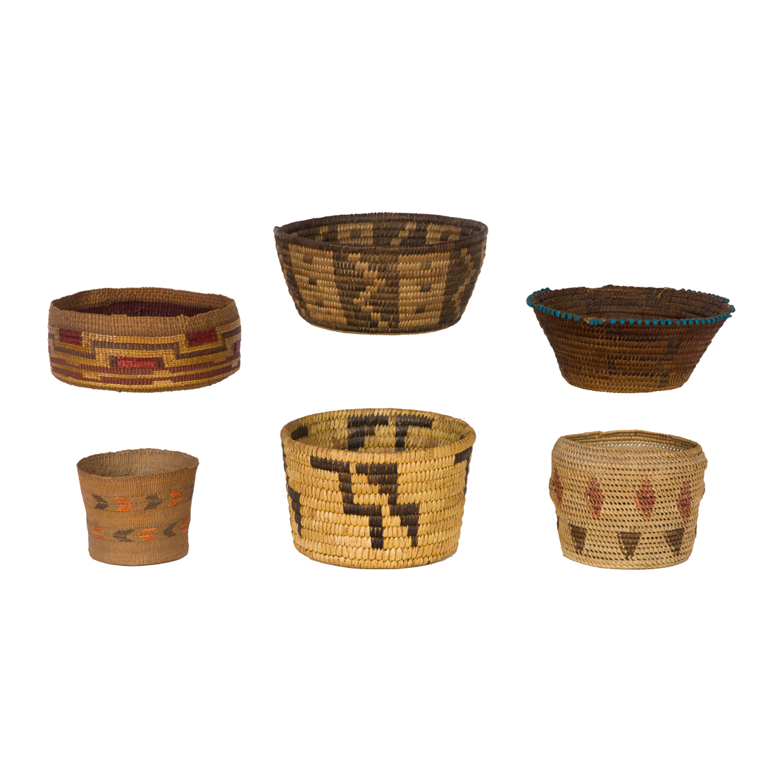 (LOT OF 5) BASKETRY GROUP, INCLUDING