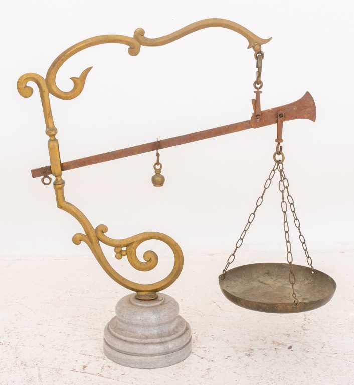 VICTORIAN BRASS AND STEEL SCALE, 19TH
