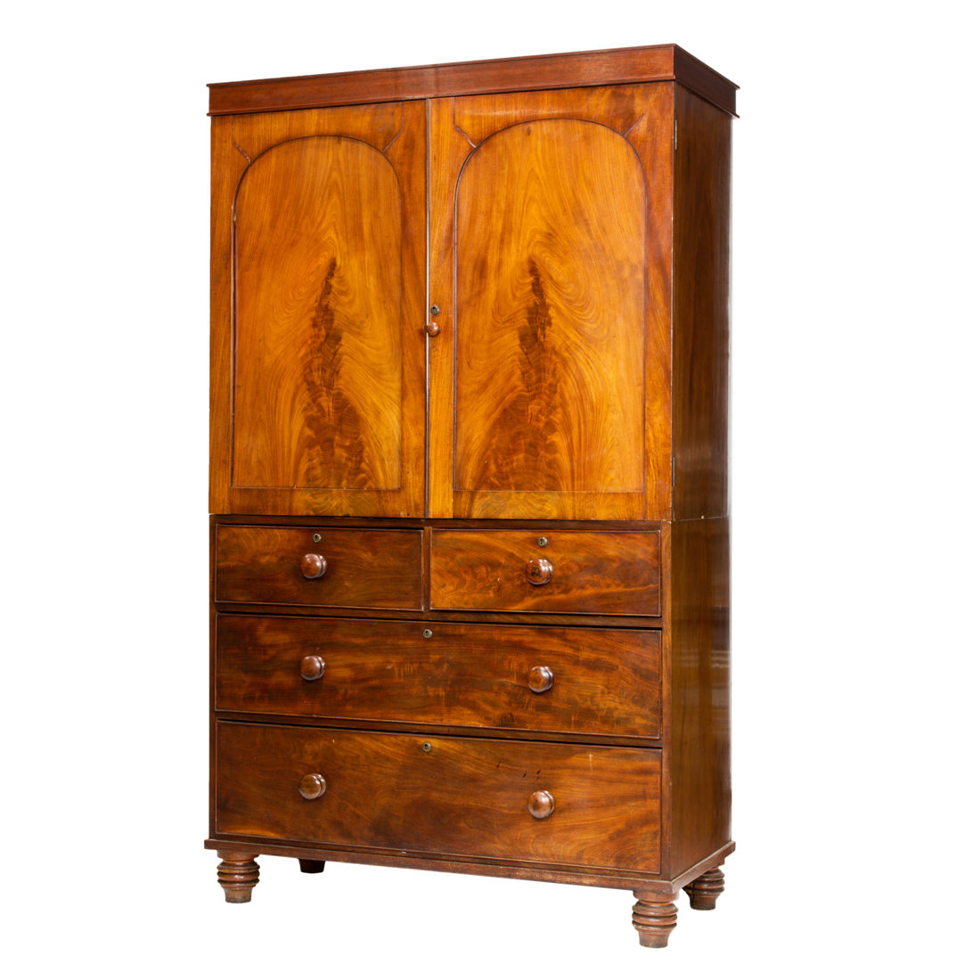 A REGENCY MAHOGANY LINEN PRESS,