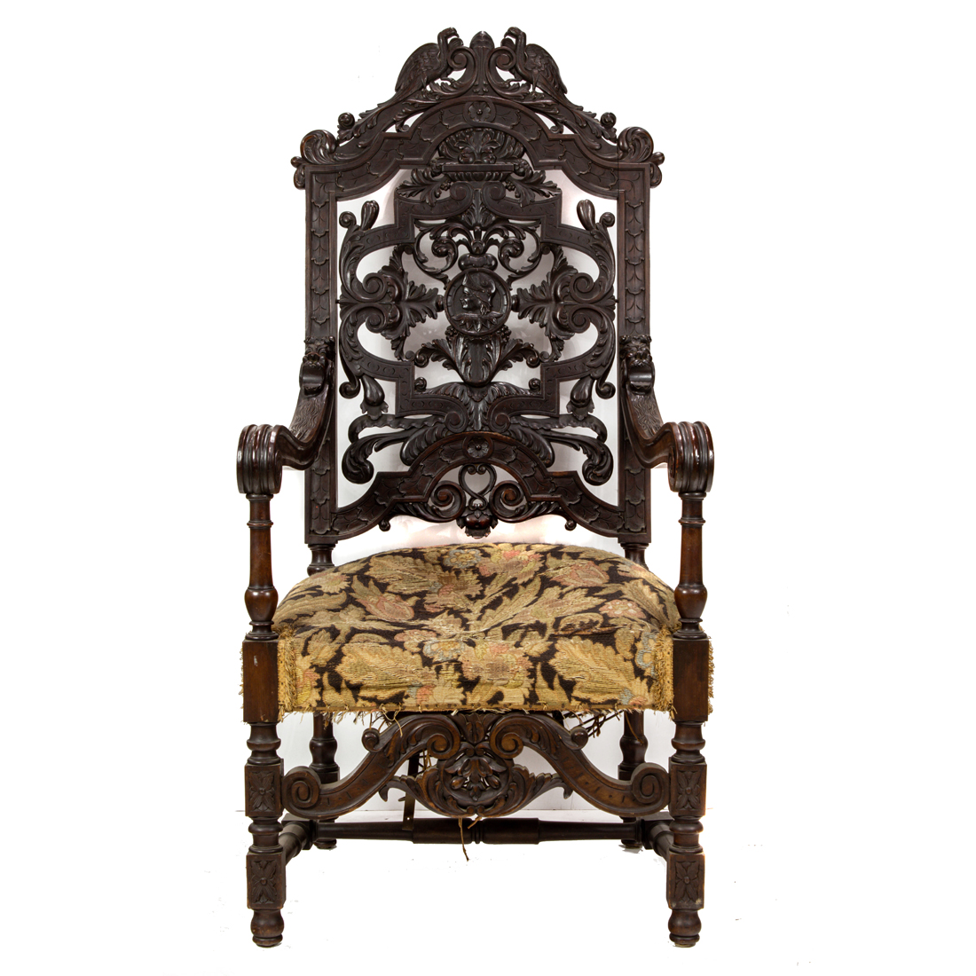 A BAROQUE STYLE REIN BACK CHAIR