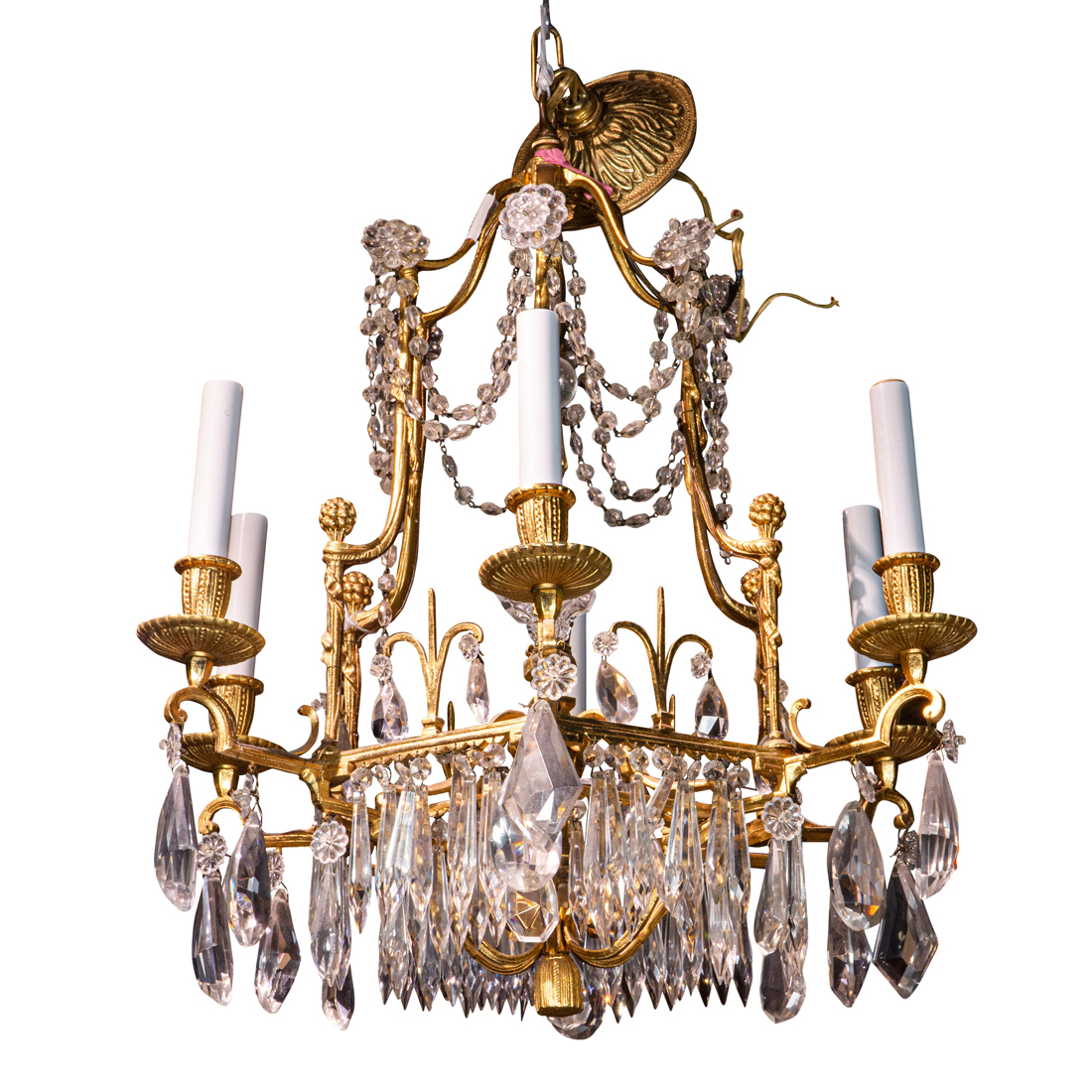 A CONTINENTAL GILT BRONZE CHANDELIER 2d12a9