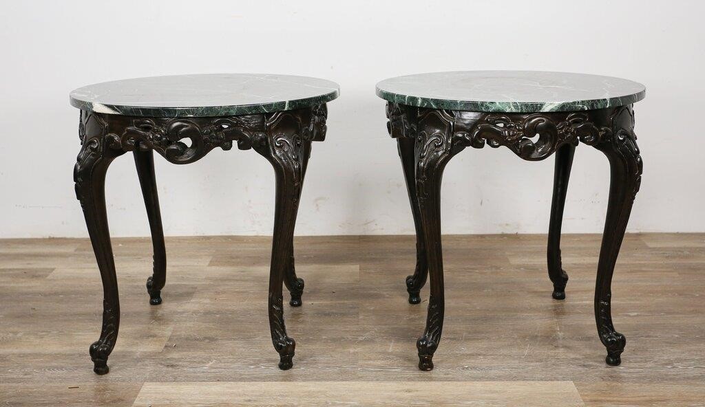 PAIR OF ROCOCO REVIVAL STYLE MARBLE