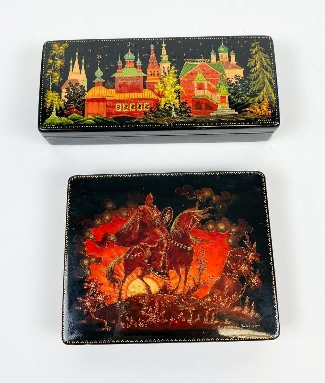 2 RUSSIAN LACQUER PALEKH BOXES2 Russian