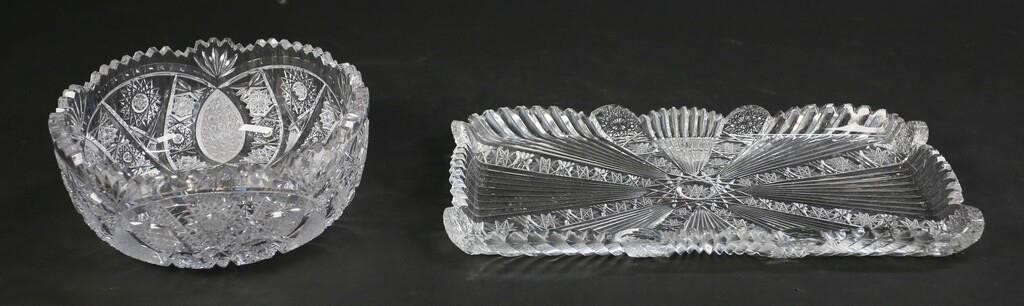 CUT GLASS BOWL & TRAYCut glass