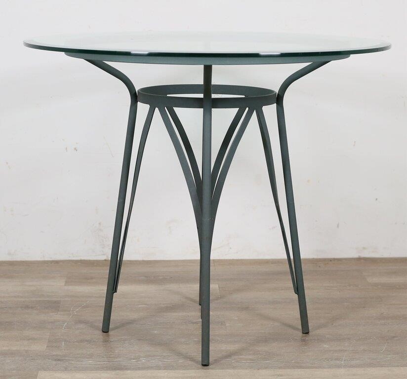 METAL TABLE WITH GLASS TOP30 H 2d3fef