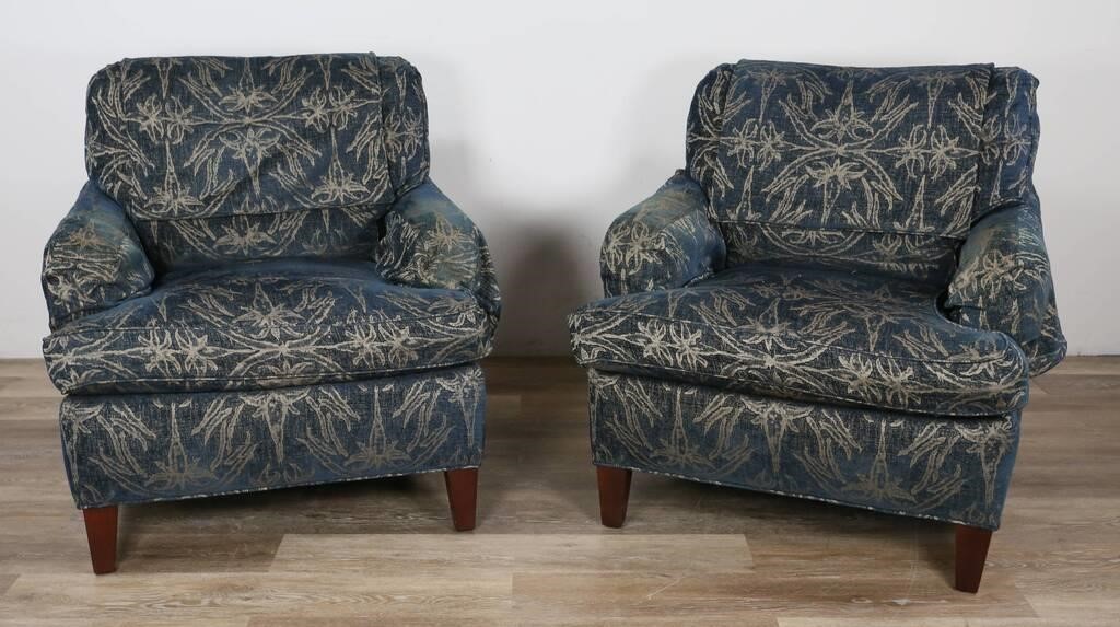PAIR OF HOWARD STYLE UPHOLSTERED