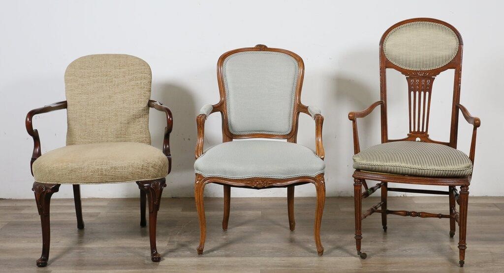 THREE REPRODUCTION STYLE ARMCHAIRSThree 2d4058