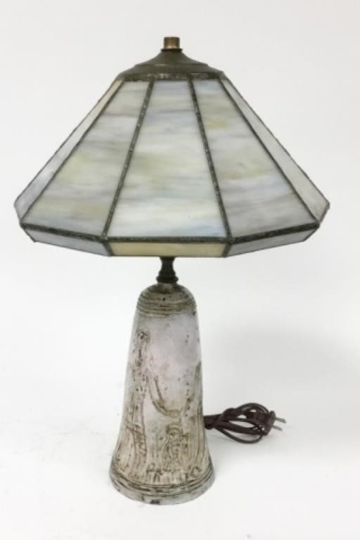 AMERICAN ART POTTERY LAMP WITH