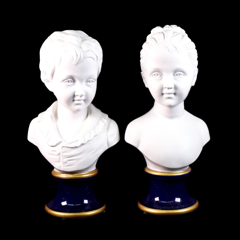 PAIR, VINTAGE KPM BISQUE PORCELAIN