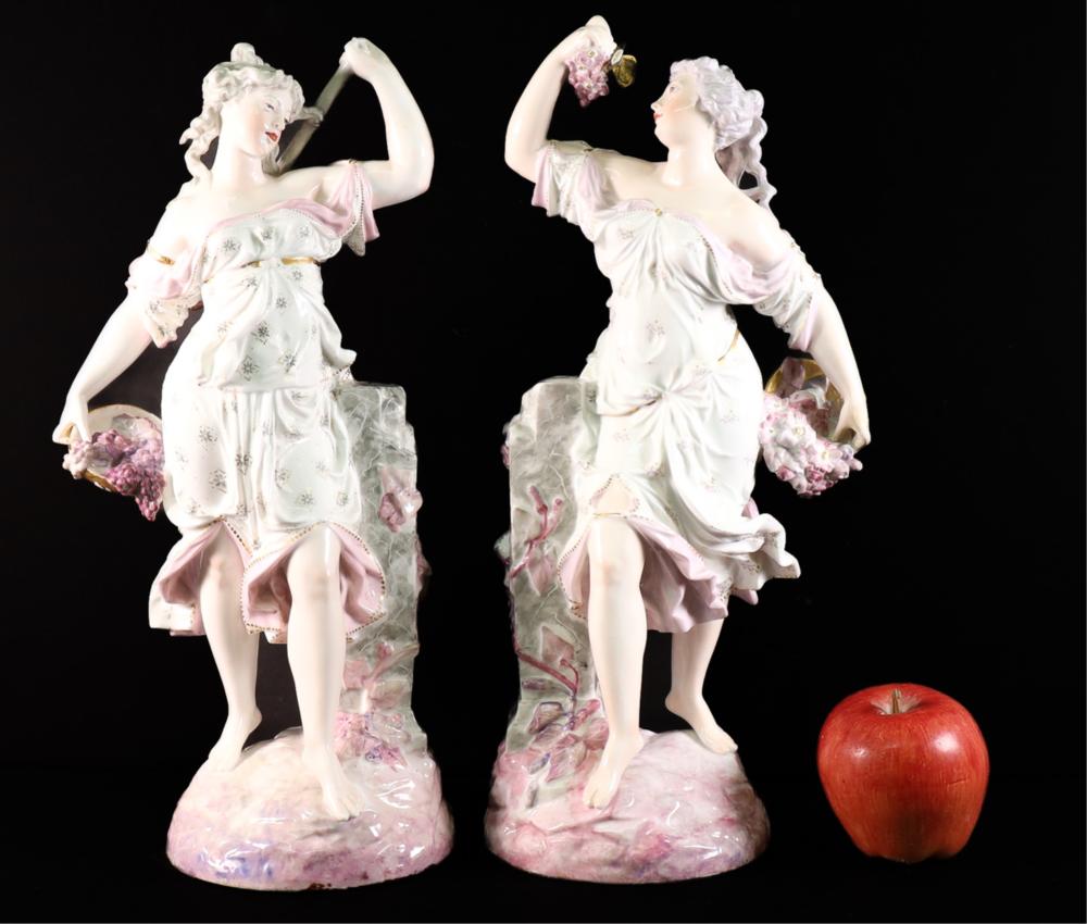 PAIR, LARGE FRENCH LIMOGES PORCELAIN