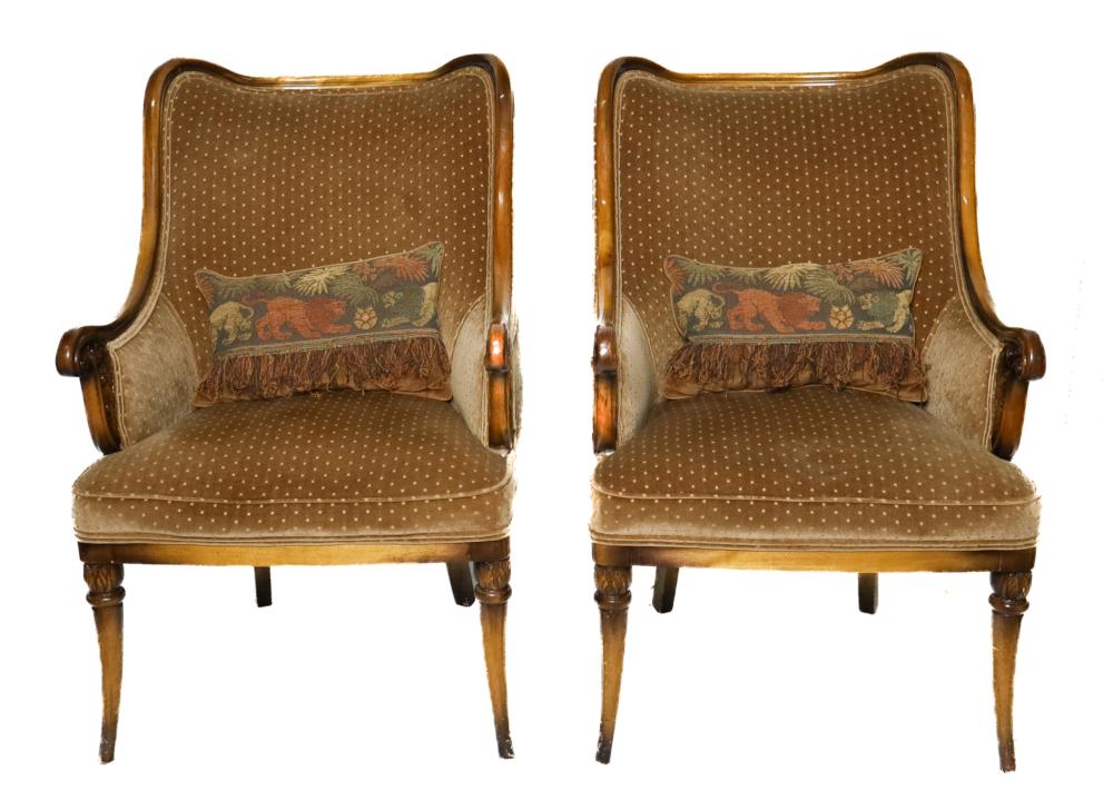 PAIR, CONTINENTAL CUSTOM UPHOLSTERED