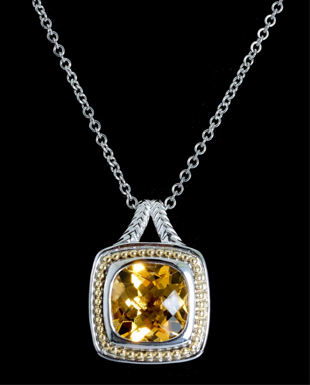 STERLING 18K YG CITRINE PENDANT 2d45b4