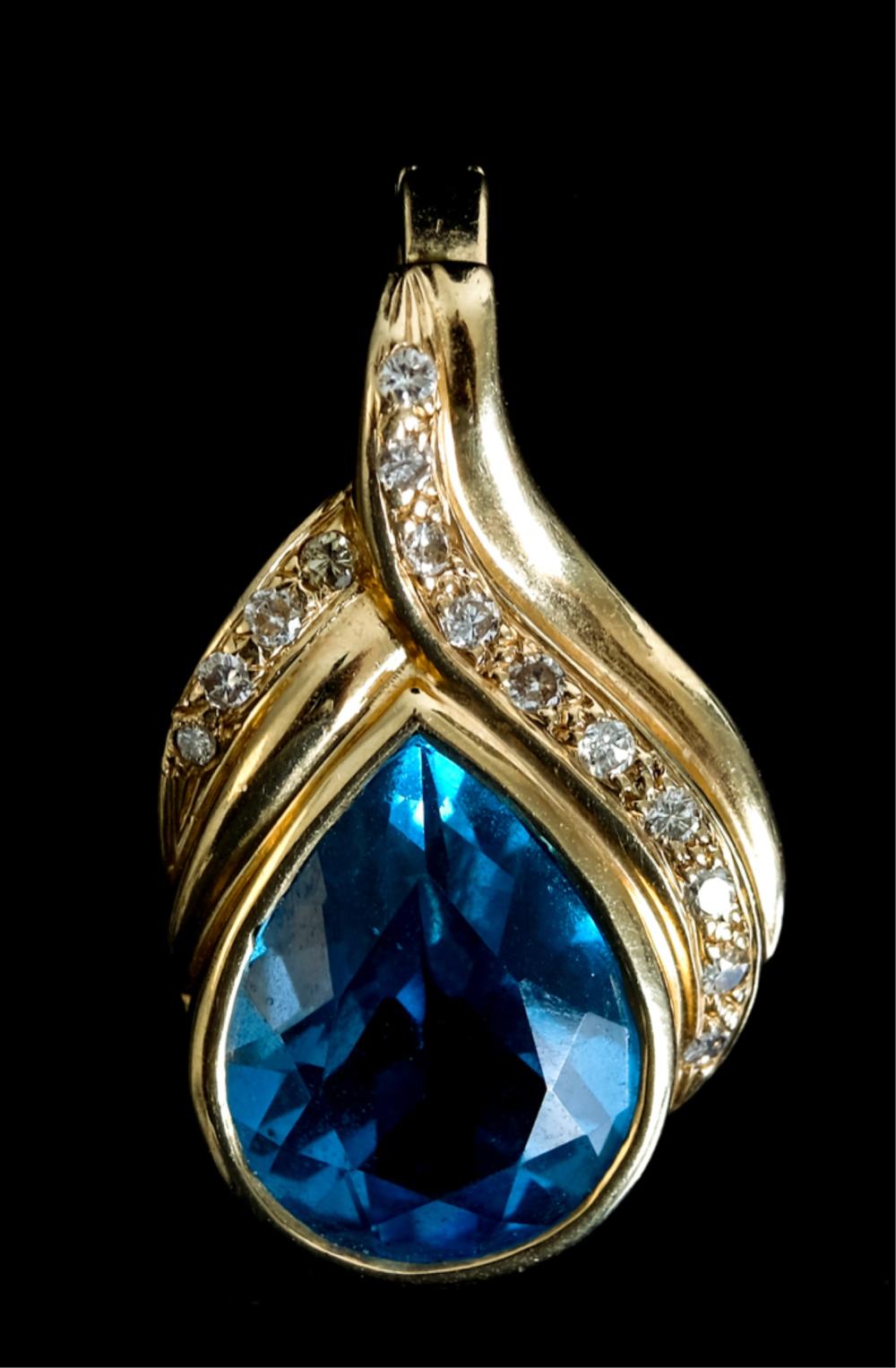 14K YG 5 0CT BLUE TOPAZ DIAMOND 2d45b7