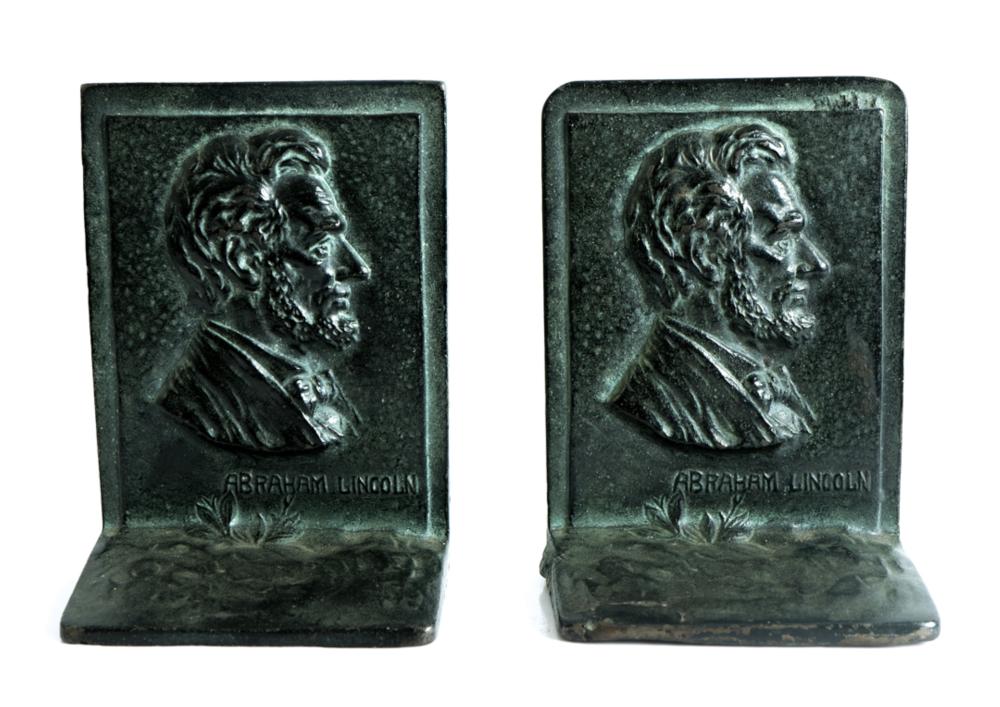 PAIR, CAST IRON ABE LINCOLN BOOKENDSPair