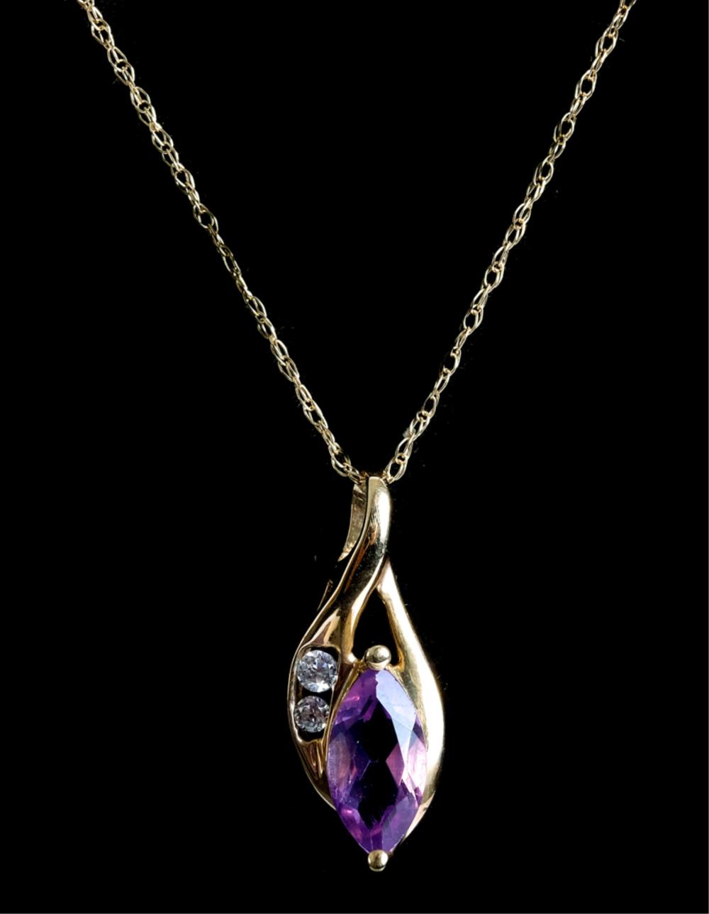 10K YELLOW GOLD AMETHYST PENDANT 2d45ee