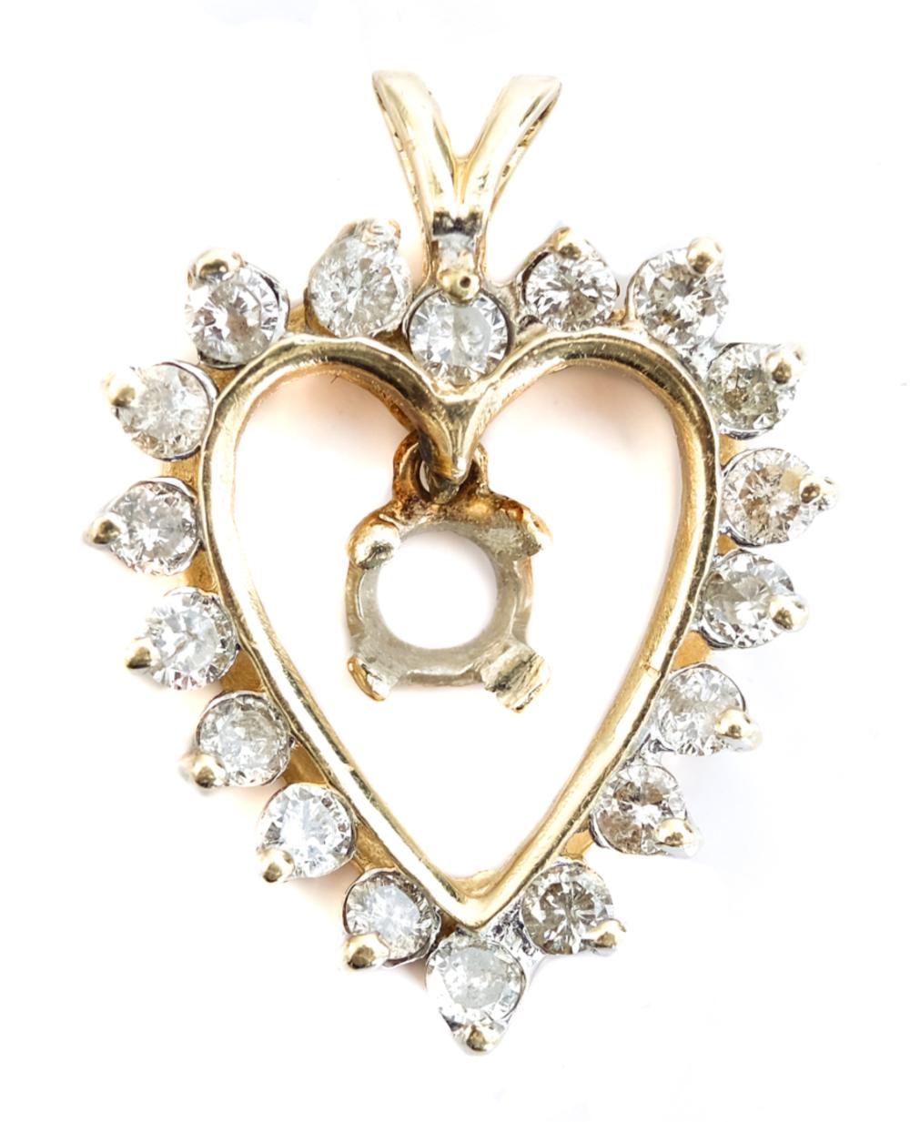 14K WHITE GOLD DIAMOND HEART 2d4696
