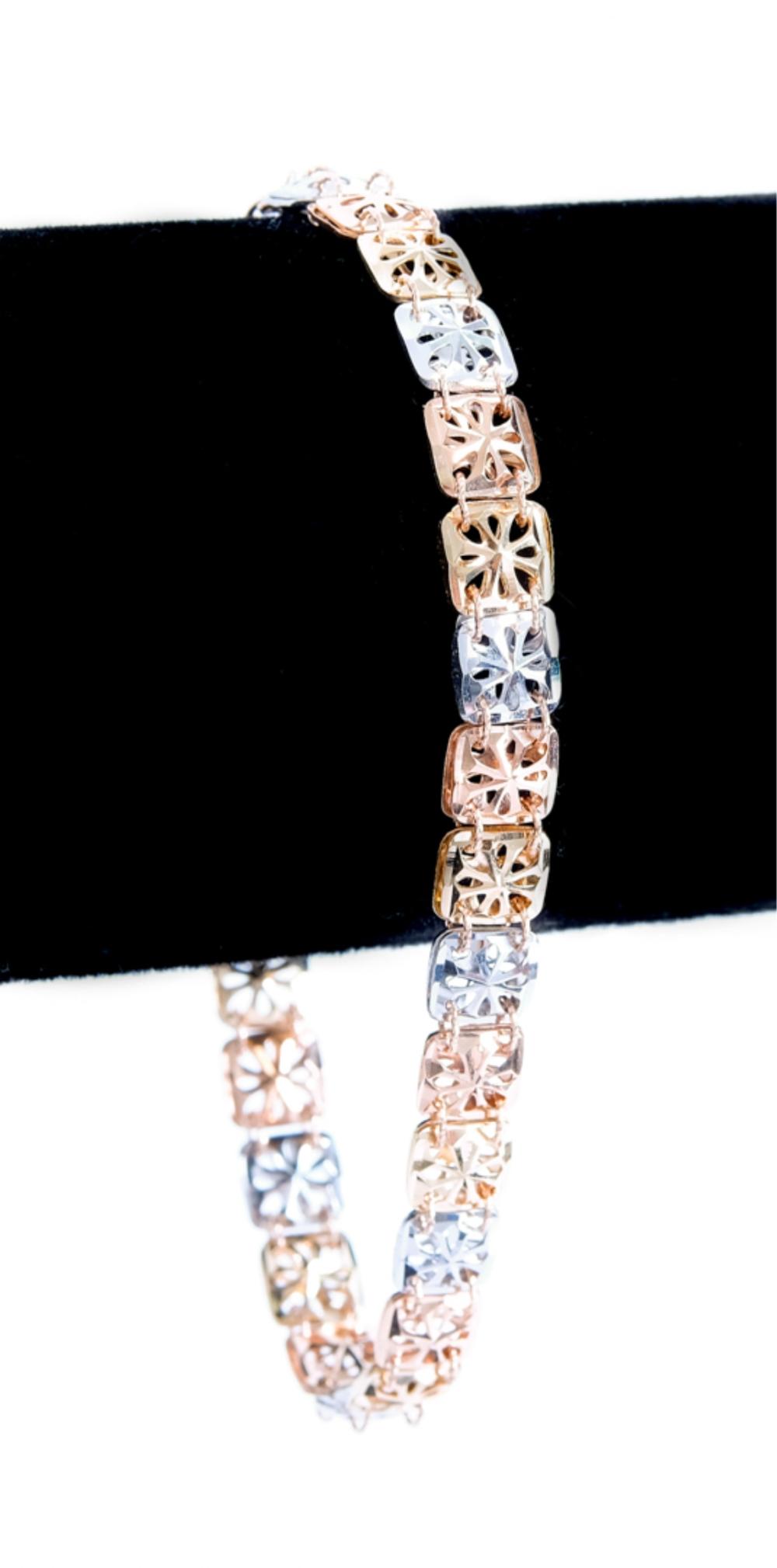 18K YELLOW, ROSE AND WHITE GOLD BRACELET18k