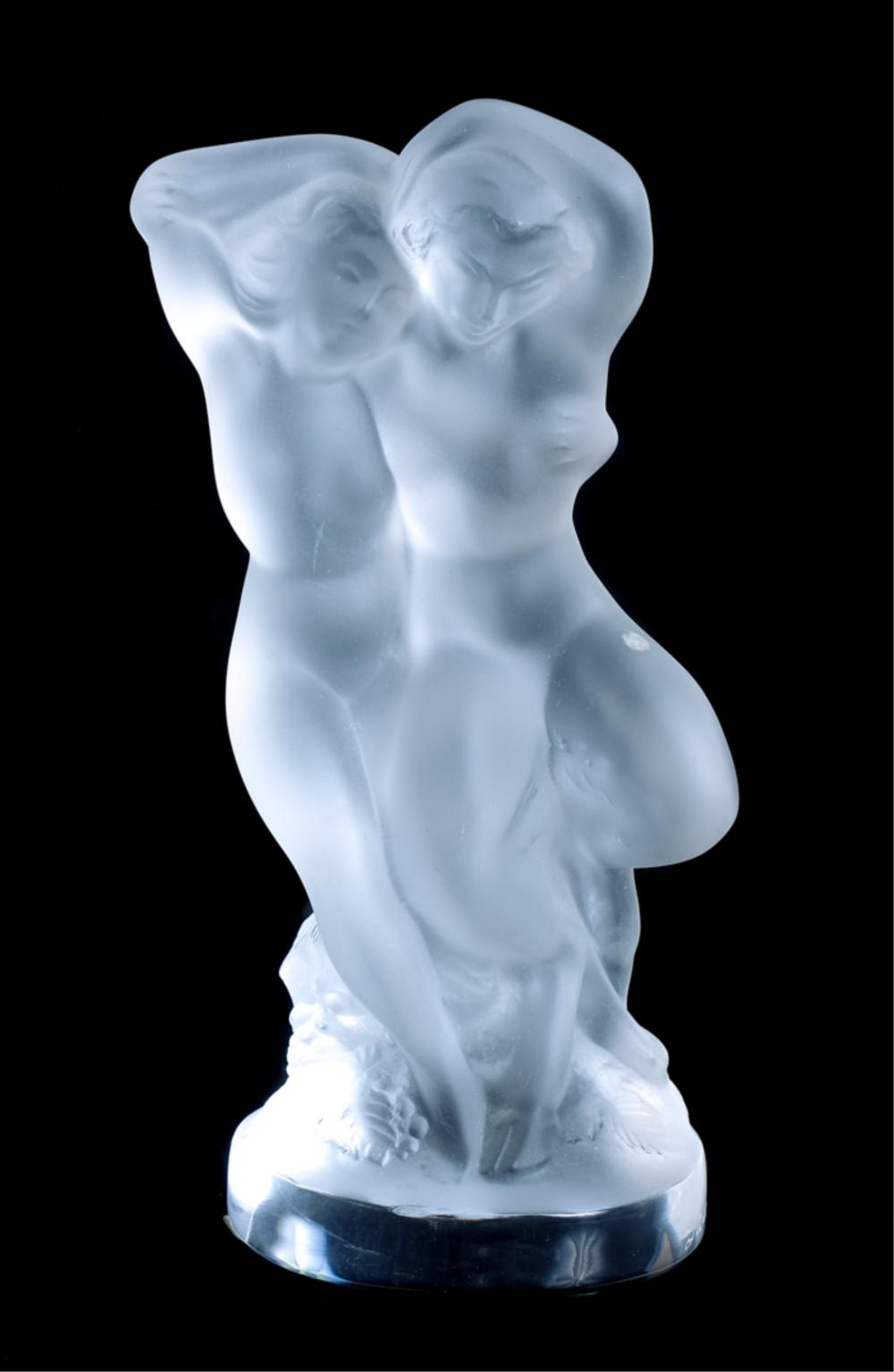 LALIQUE CRYSTAL FAUNE WITH NUDE 2d4813
