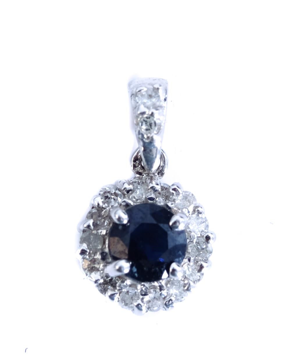 14K WHITE GOLD SAPPHIRE DIAMOND 2d483a