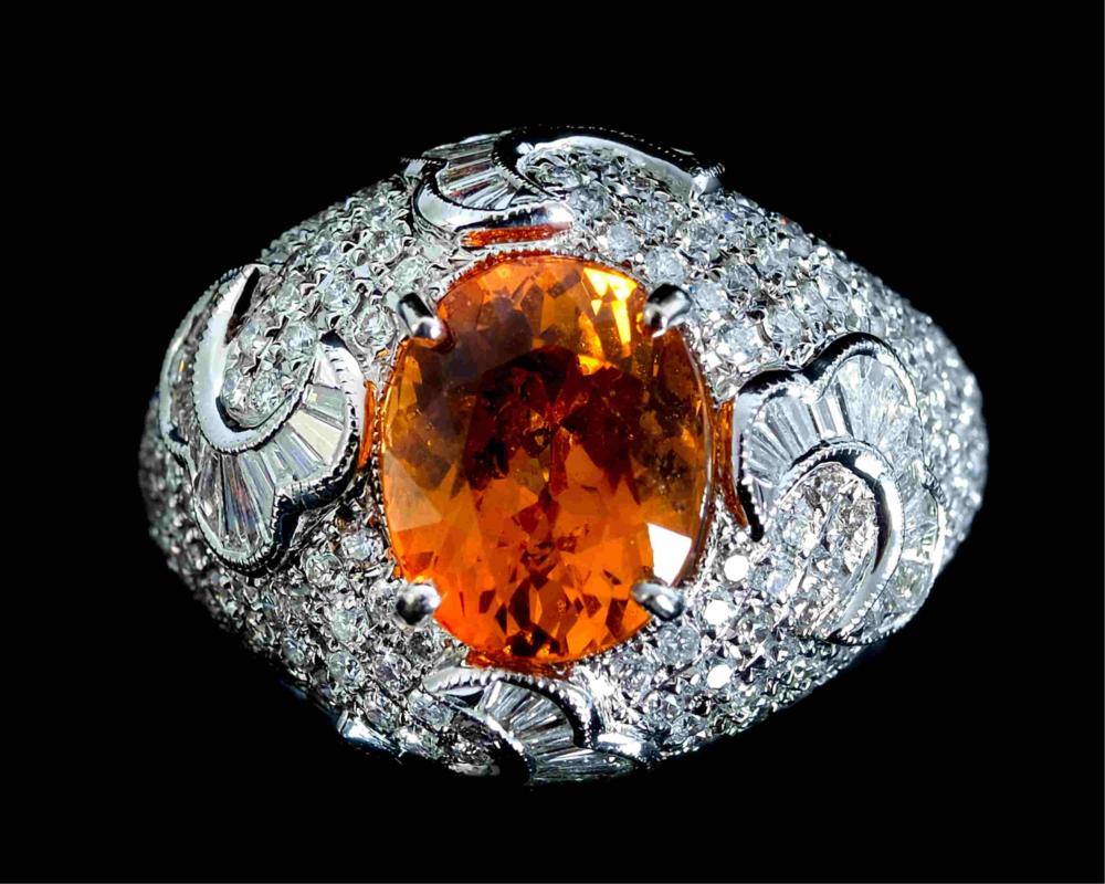 18K WG ORANGE SPESSARTITE GARNET 2d5073