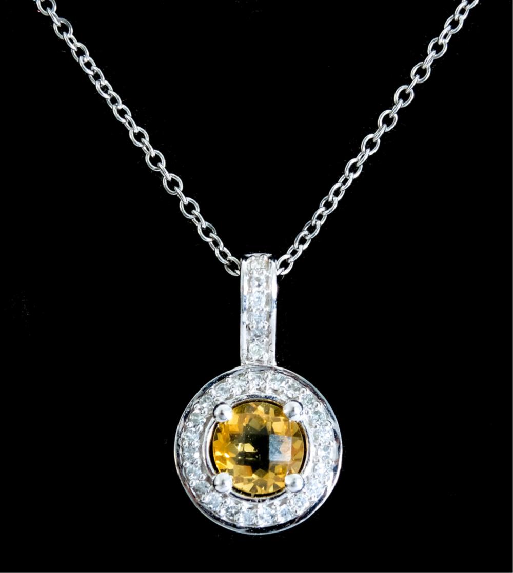 14K WHITE GOLD CITRINE DIAMOND 2d50a8