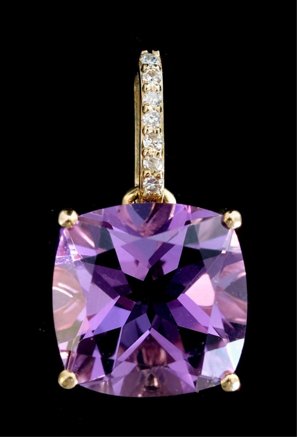 14K YELLOW GOLD AMETHYST DIAMOND 2d50ae