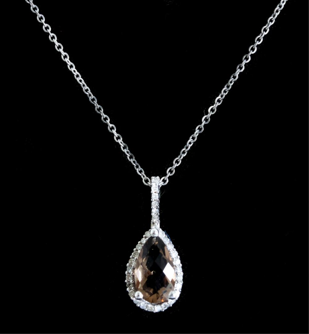 14K WG TOPAZ DIAMOND PENDANT 2d50aa