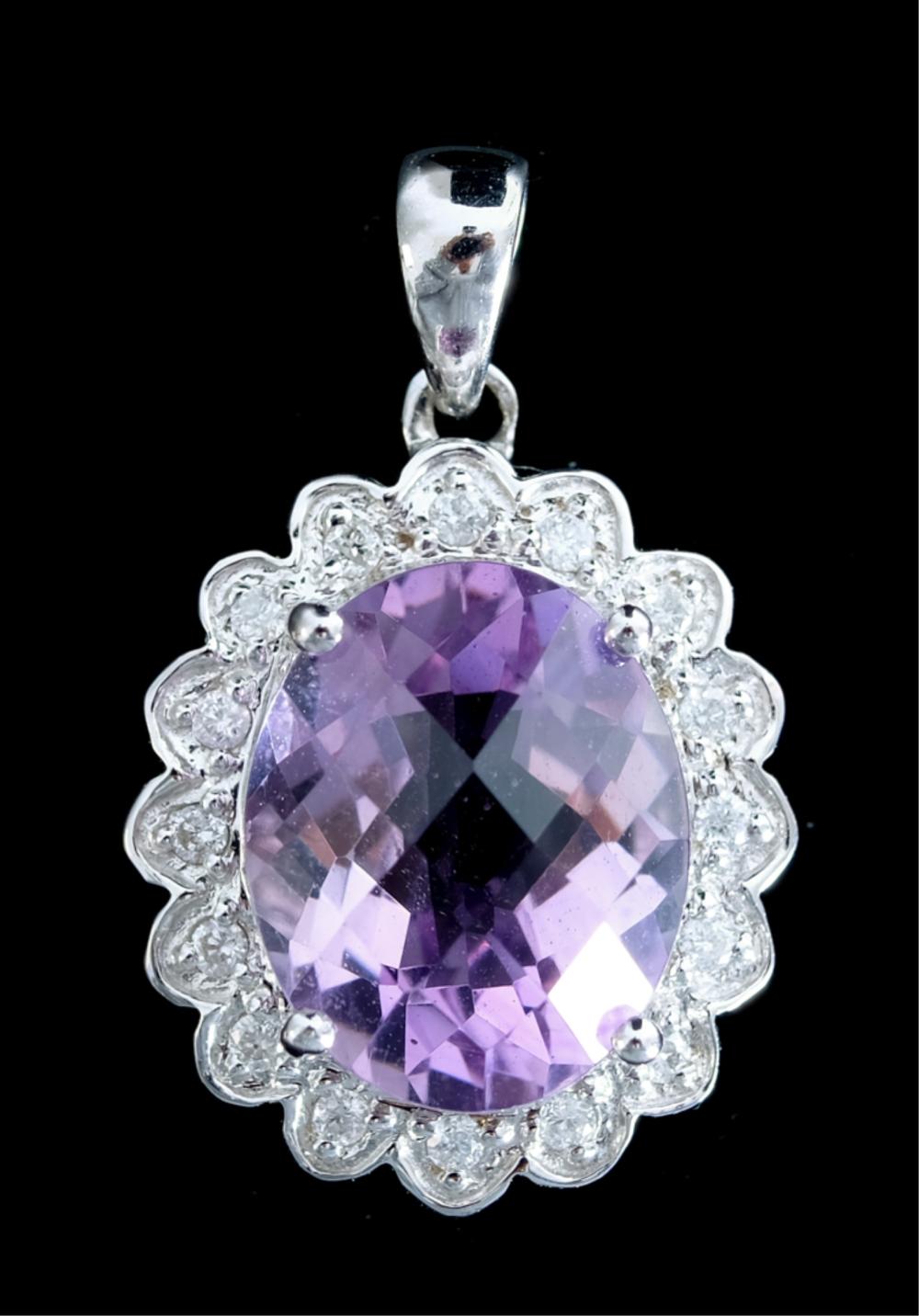 14K WHITE GOLD AMETHYST DIAMOND