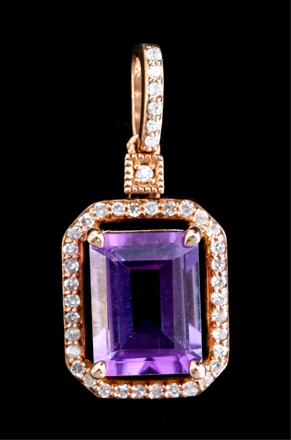 14K ROSE GOLD AMETHYST DIAMOND 2d50ad