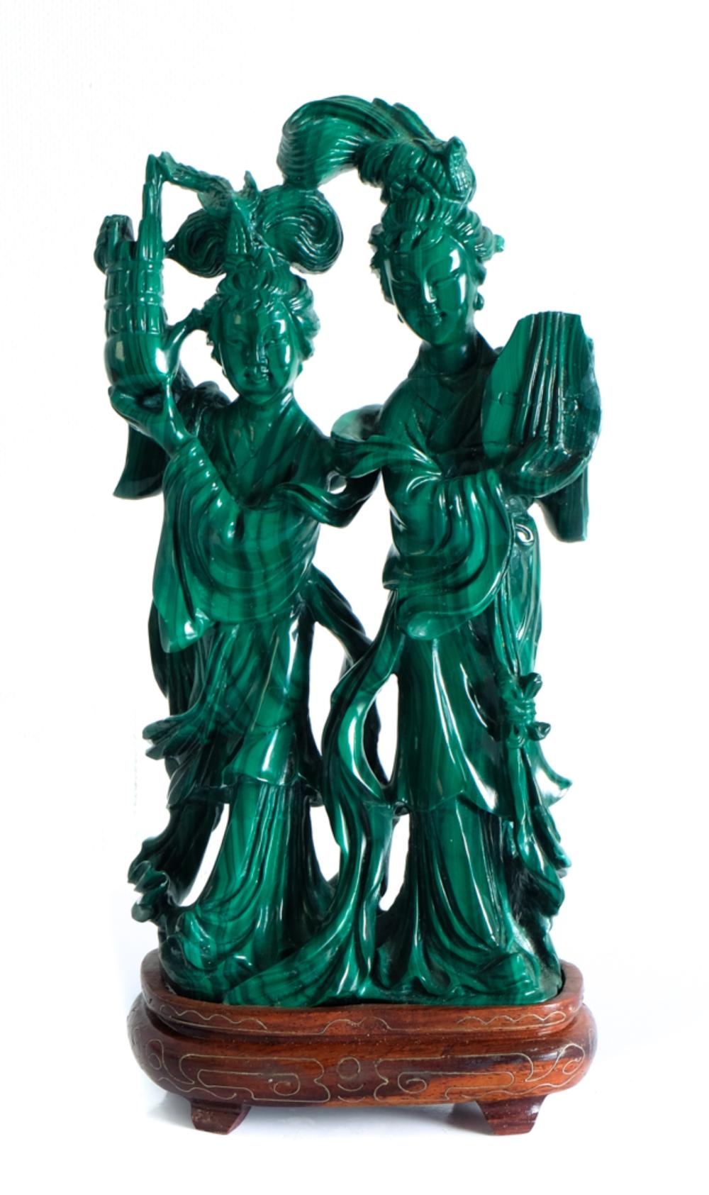 CHINESE CARVED MALACHITE FIGURAL 2d50b8