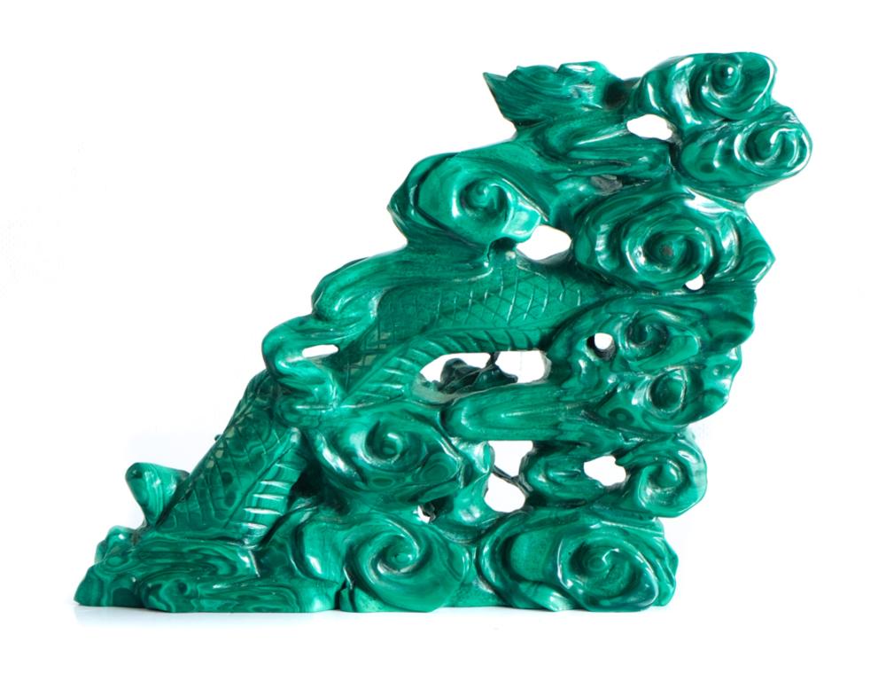 CHINESE CARVED MALACHITE SCULPTURE 2d50ba