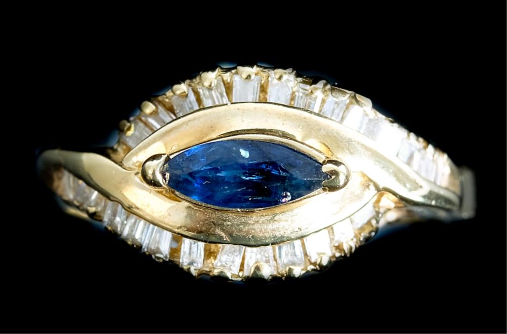 14K YELLOW GOLD SAPPHIRE & DIAMOND