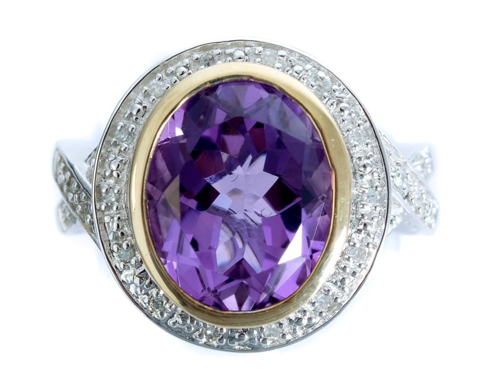 STERLING 14K YG AMETHYST RING 2d5113