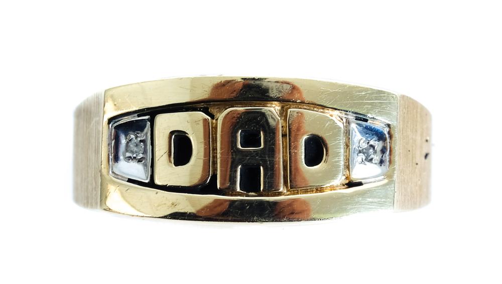 10K YELLOW GOLD & DIAMOND DAD RING,