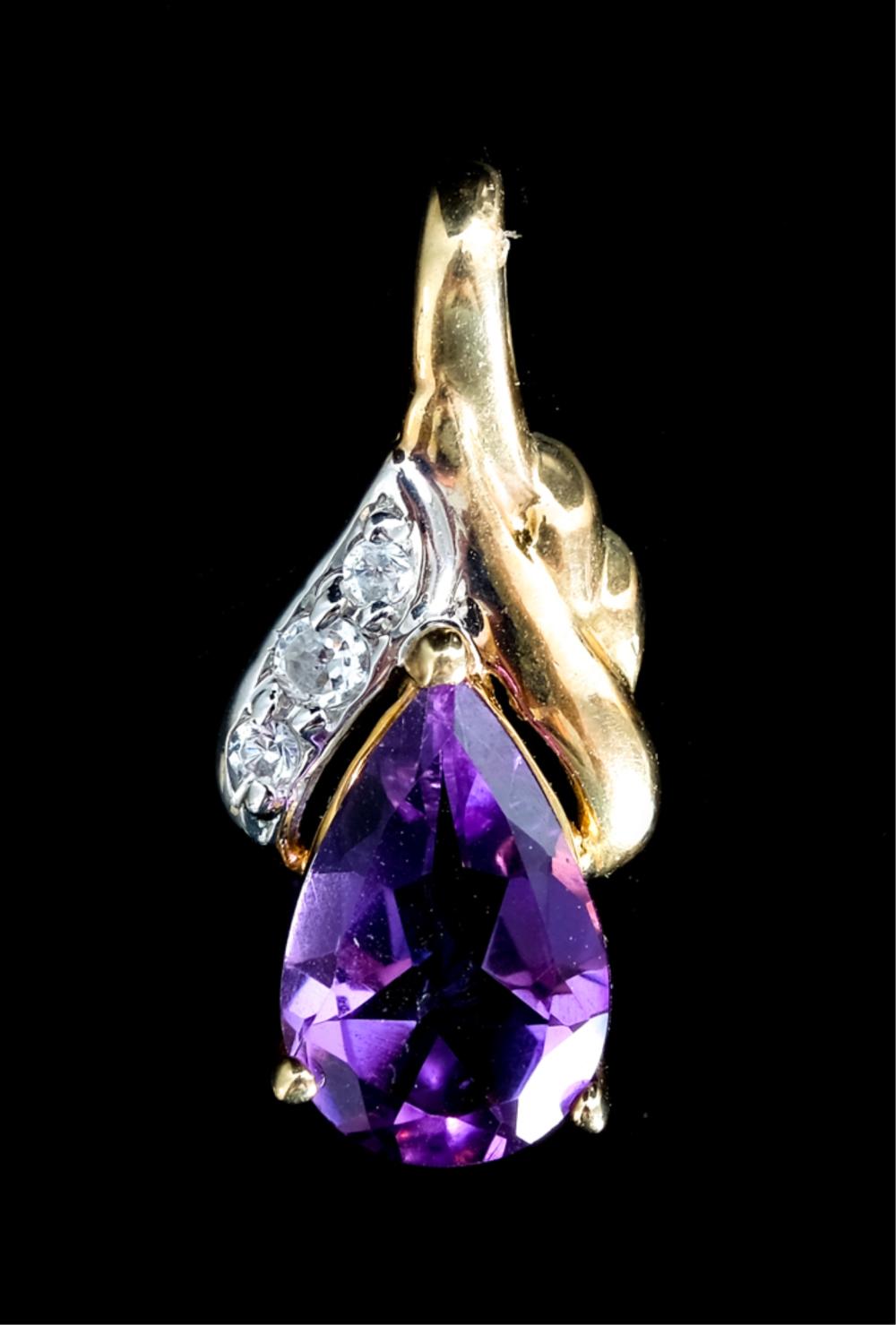 10K YELLOW GOLD AMETHYST DIAMOND 2d5121