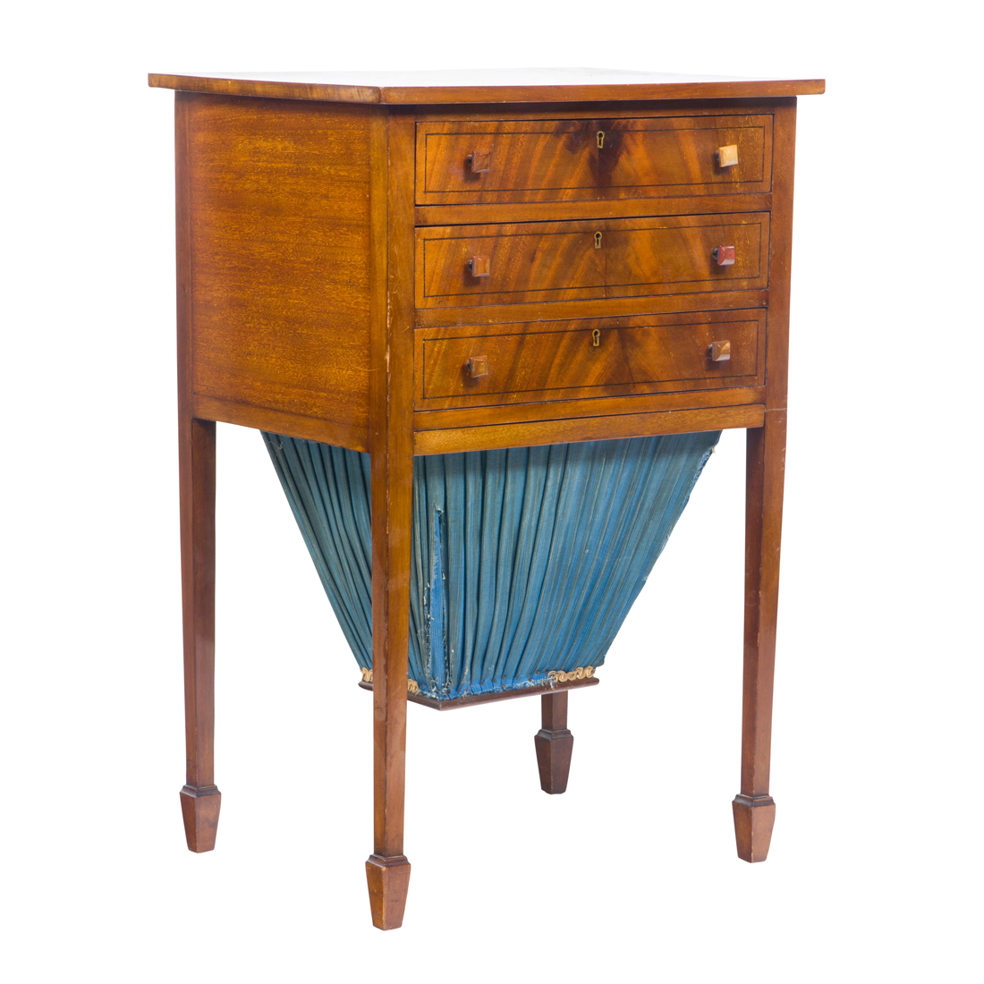 AN ENGLISH MAHOGANY LADIES SEWING CABINET