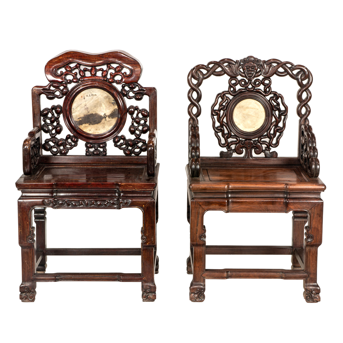  LOT OF 2 CHINESE CARVED HARDWOOD 2d2bec