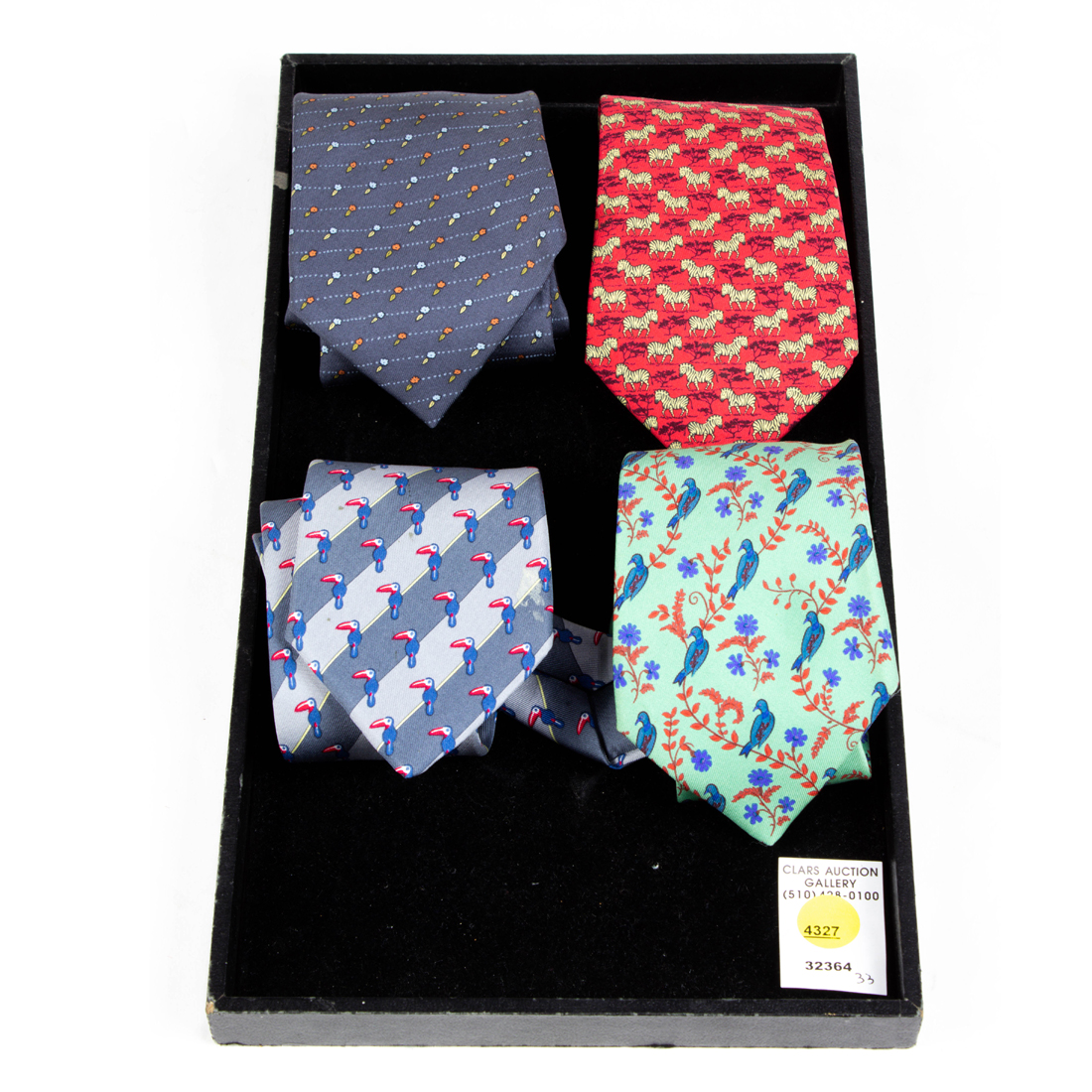  LOT OF 4 HERMES SILK TIES lot 2d2ce7