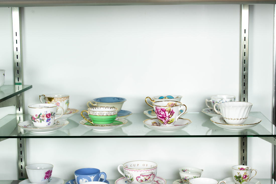 THREE SHELVES OF PORCELAIN   2d2d00