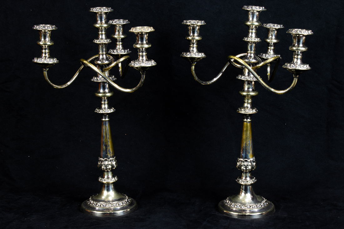 PAIR OF SILVER PLATED WEIGHT FOUR-LIGHT
